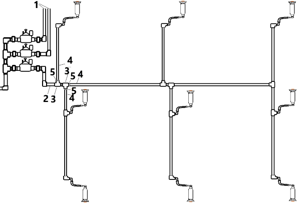 Zone lateral piping layout
